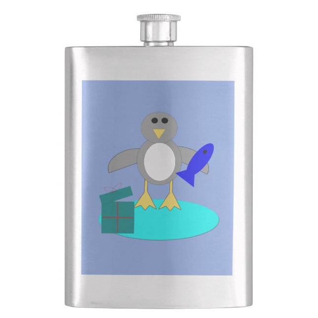 Merry Christmas Fishing Penguin Flasks (Front)