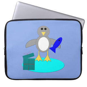 Merry Christmas Fishing Penguin Laptop Bag