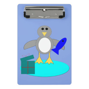 Merry Christmas Fishing Penguin Mini Clipboard