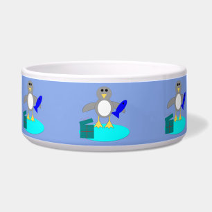 Merry Christmas Fishing Penguin Pet Bowl