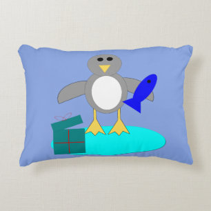 Merry Christmas Fishing Penguin Pillow