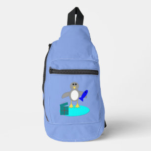 Merry Christmas Fishing Penguin Sling Bag