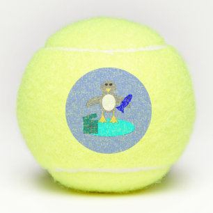 Merry Christmas Fishing Penguin Tennis Balls