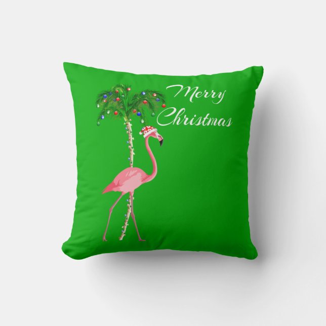 Merry Christmas Flamingo Cushion (Front)
