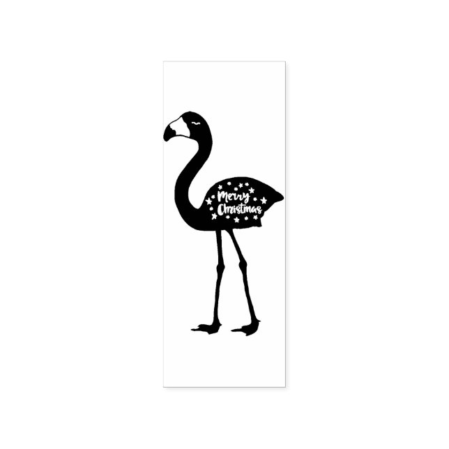 "Merry Christmas" Flamingo Rubber Stamp, Facing Lf Stamp (Imprint)