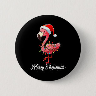 Merry Christmas Flamingo Santa Fa La La La Mingo C 6 Cm Round Badge