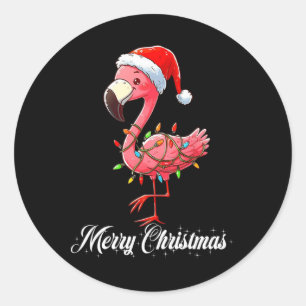 Merry Christmas Flamingo Santa Fa La La La Mingo C Classic Round Sticker
