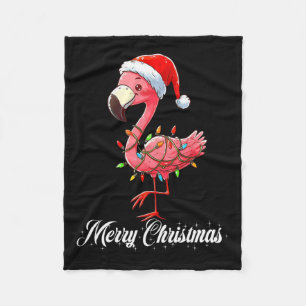 Merry Christmas Flamingo Santa Fa La La La Mingo C Fleece Blanket