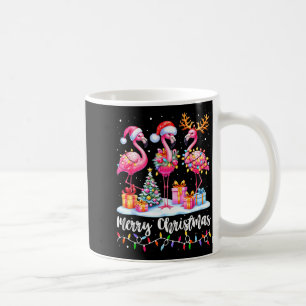 Merry Christmas Flamingo Santa Hat Xmas Pajamas Ho Coffee Mug