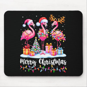 Merry Christmas Flamingo Santa Hat Xmas Pajamas Ho Mouse Pad