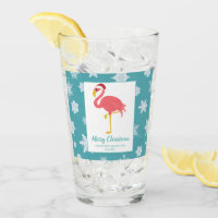 Merry Christmas Flamingo Snowflake Holiday Party
