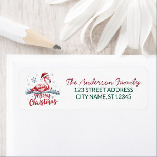 Merry Christmas Flamingo snowflake Return Address Label