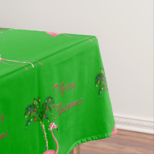 Merry Christmas Flamingo Tablecloth