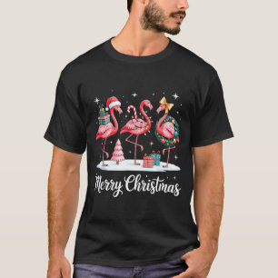 Merry Christmas Flamingo Women Girls Kids Xmas Fla T-Shirt