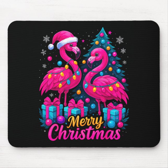 Merry Christmas Flamingo Xmas  Mouse Pad (Front)