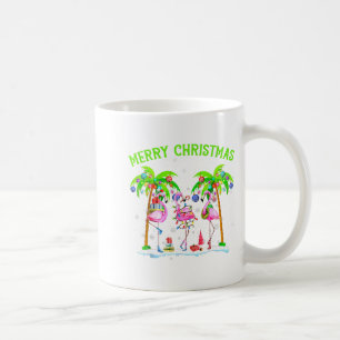 Merry Christmas Flamingo Xmas Palm Tree Light Trop Coffee Mug