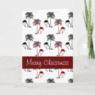 Merry Christmas Flamingos Palm Trees Holiday Card