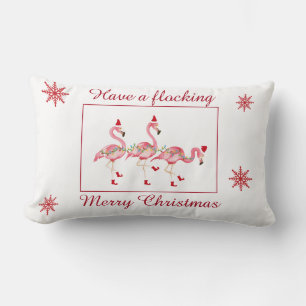 Merry Christmas flamingos Reversible throw pillow