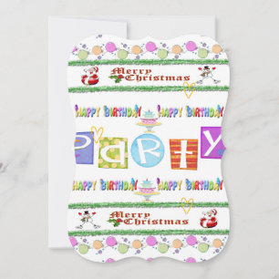 Merry Christmas Flat Greeting Card Happy Birthday