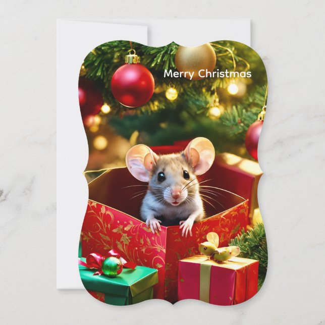 Merry Christmas Flat Greeting Card Mouse  (Back)