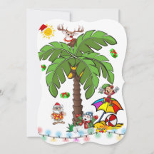 Merry Christmas Flat Greeting Card Santa Beach Bum