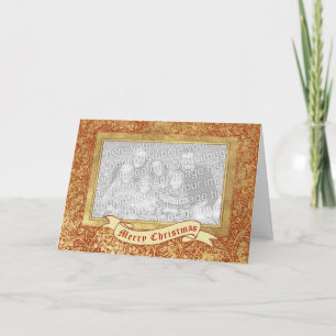Merry Christmas Floral Border Photo Frame Holiday Card