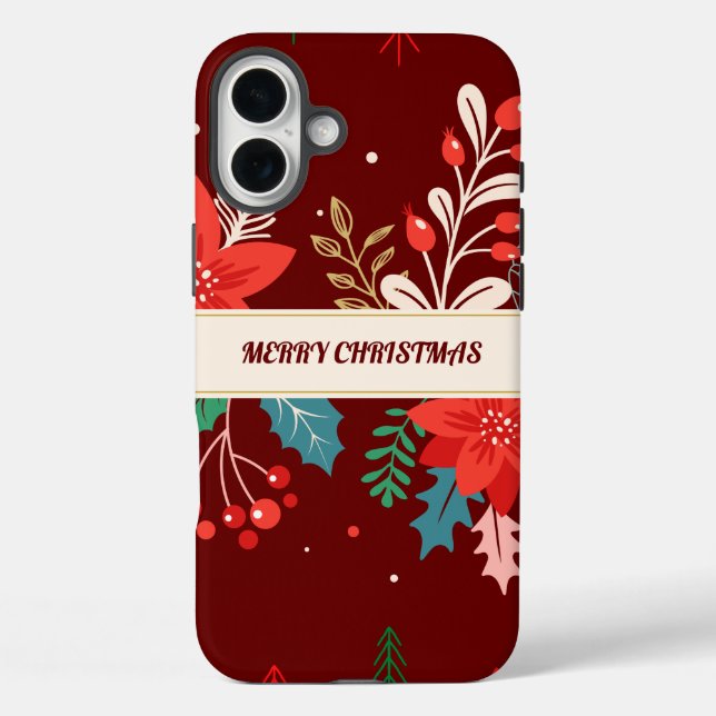 Merry Christmas  Floral Case-Mate iPhone Case (Back)