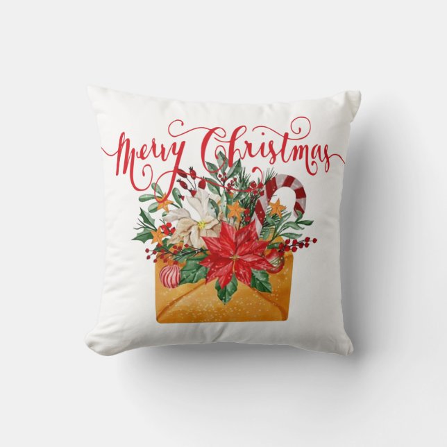 Merry Christmas floral envelope  Cushion (Front)