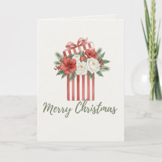 Merry Christmas Floral Gift Box Card