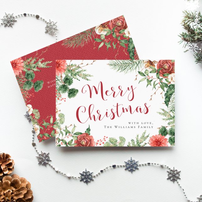 Merry Christmas Floral Holiday Card (Creator Uploaded)