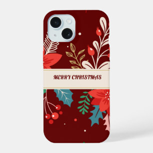 Merry Christmas Floral iPhone 15 Case