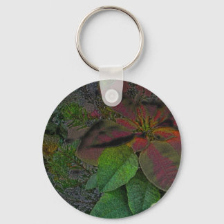 Merry Christmas Floral Poinsettia Keychain