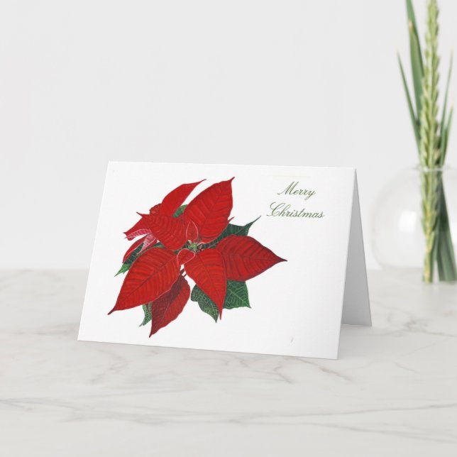 Merry Christmas Floral Watercolor Holiday Card (Front)