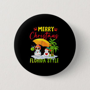 Merry Christmas Florida Style Snowman Summer Vacat 6 Cm Round Badge