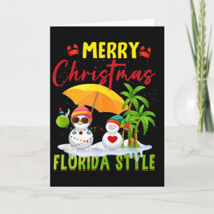 Merry Christmas Florida Style Snowman Summer Vacat Card