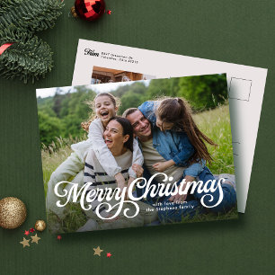 Merry Christmas flourish classic photo Holiday Postcard