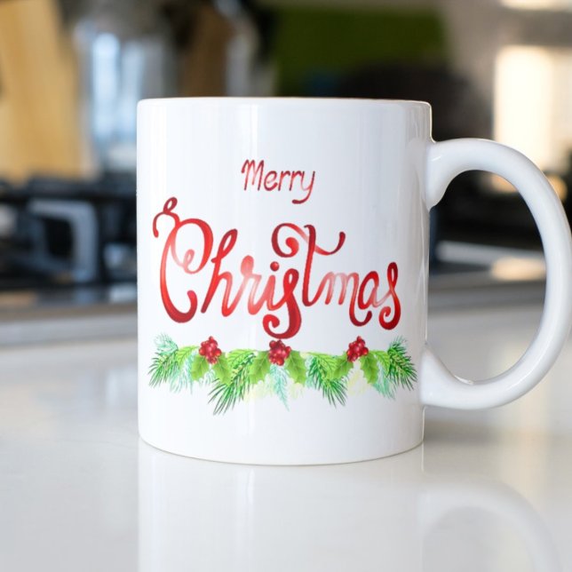  Merry Christmas Flowers Coffee Mug (Merry Christmas Coffee Mug)