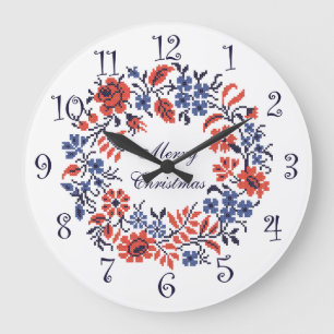 Merry Christmas Flowers cycle Large Clock