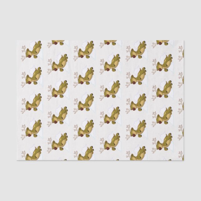 Merry Christmas Flying Reindeer Cute Tissue Paper (Front)