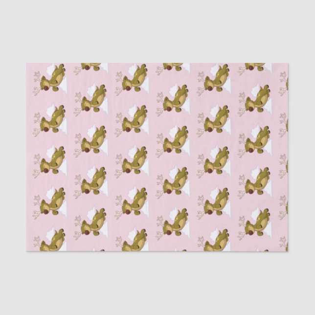 Merry Christmas Flying Reindeer Cute Tissue Paper (Front)