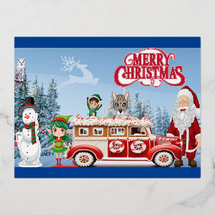 Merry Christmas Foil Holiday Postcard