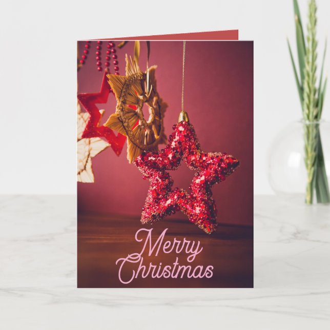 Merry Christmas Folded Card – Holiday Star Design (Front)