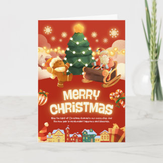 Merry Christmas Folded Greeting Card For Kids