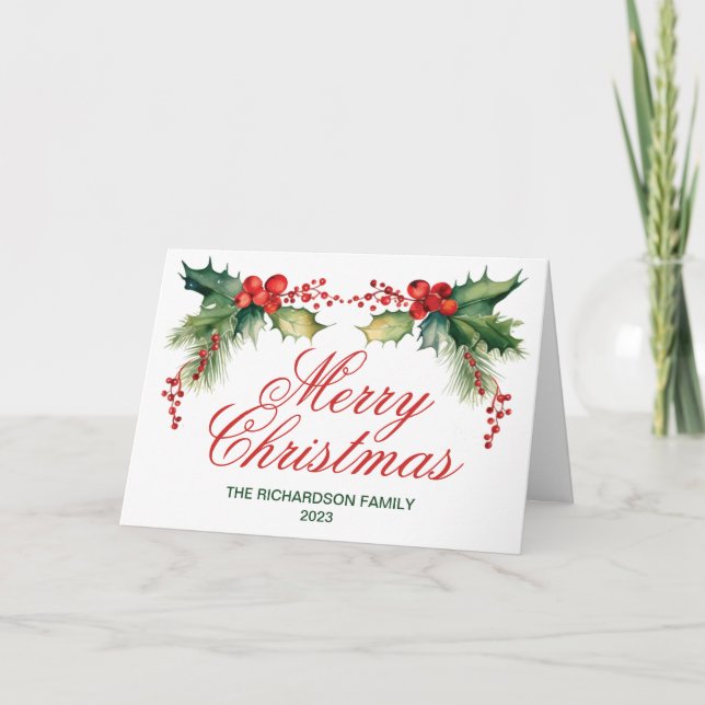 Merry Christmas Folded Holiday Card (Front)