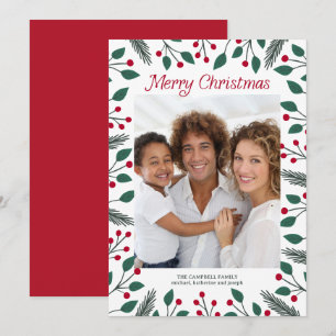 Merry Christmas Foliage Photo Holiday Card