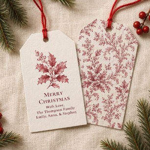 Merry Christmas Foliage Red Berries Holiday Gift Tags