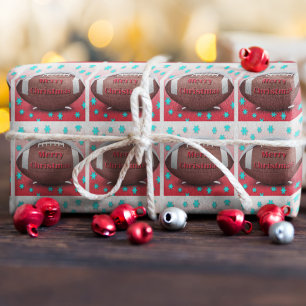 Merry Christmas Football Snowflakes Wrapping Paper