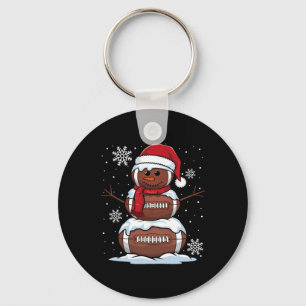 Merry Christmas Football Snowman Holiday Sports Xm Key Ring