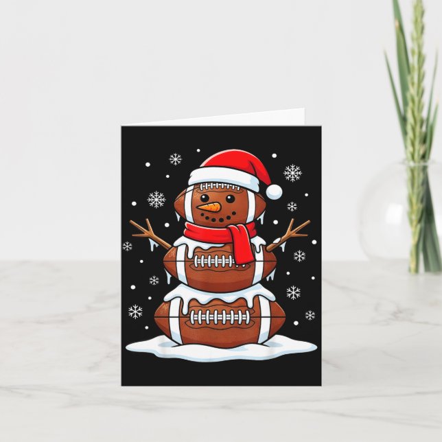 Merry Christmas Football Snowman Holiday Srts Xmas Card (Front)