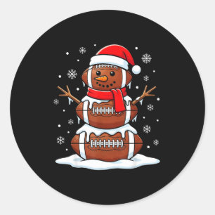Merry Christmas Football Snowman Holiday Srts Xmas Classic Round Sticker